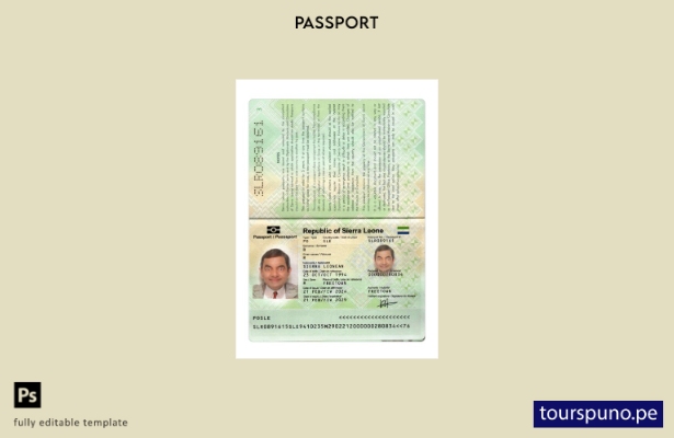 Listo para imprimir la plantilla actual del pasaporte de Sierra Leona